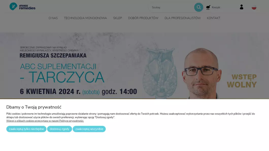 Zrzut ekranu strony INVEX REMEDIES
