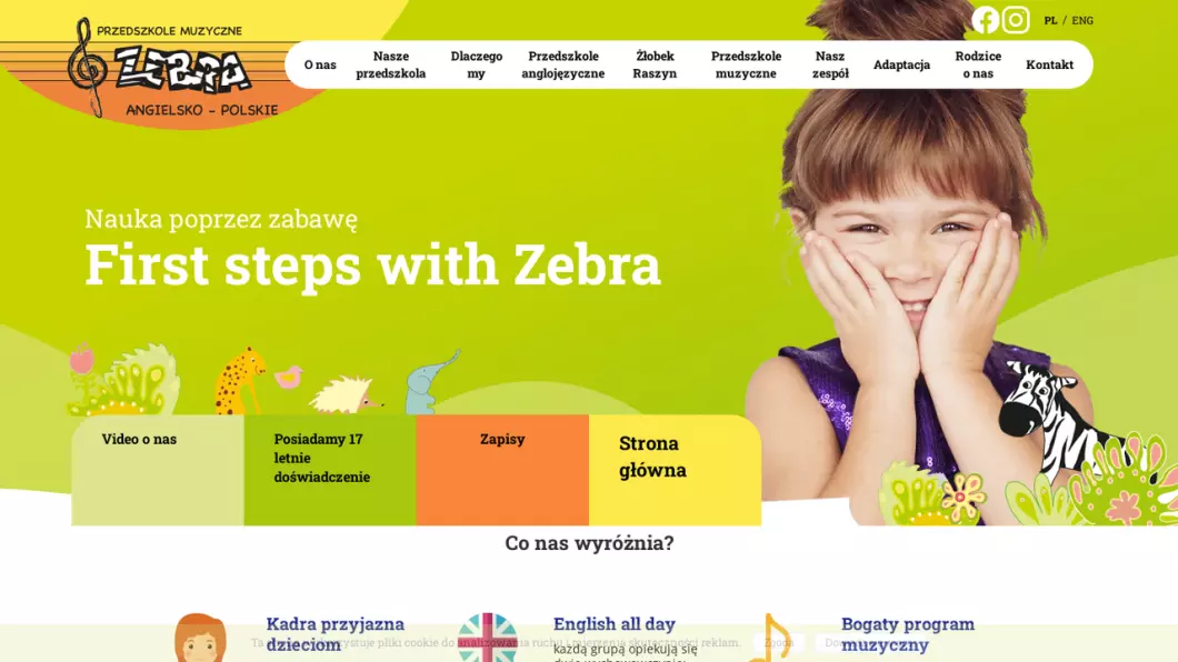 Zrzut ekranu strony Przedszkole ZEBRA