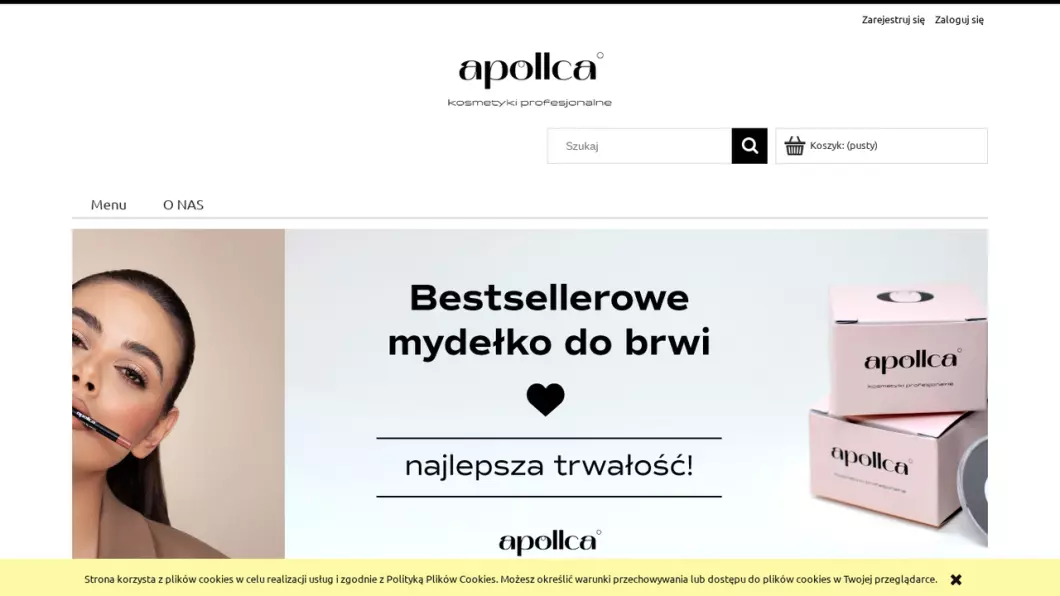 Zrzut ekranu strony Apollca - kosmetyki profesjonalne