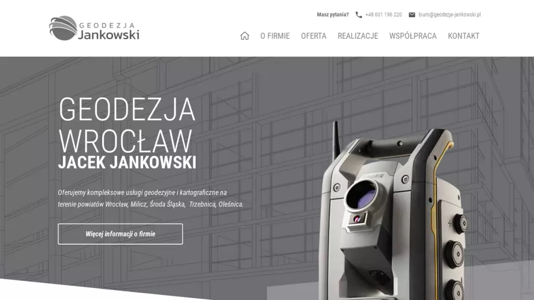 Zrzut ekranu strony Usługi Geodezyjne - Geodeta Jacek Jankowski