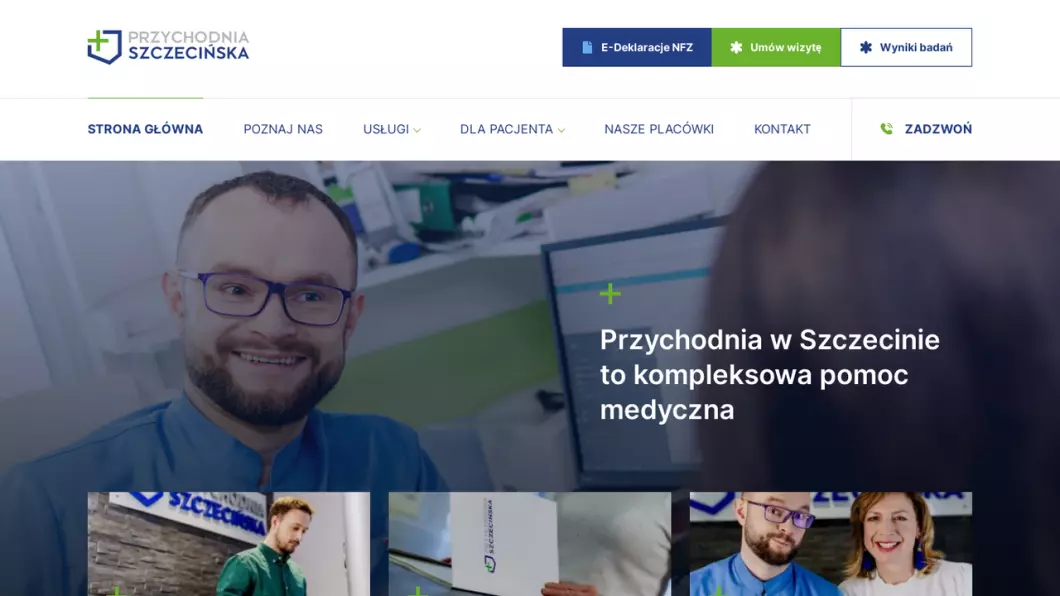 Zrzut ekranu strony Przychodnia Szczecin - lekarze rodzinni - NFZ | Przychodnia Szczecińska