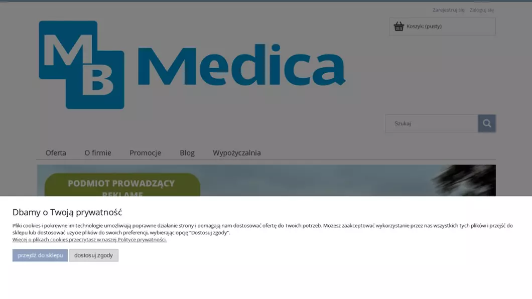 Zrzut ekranu strony Sklep medyczny MB Medica