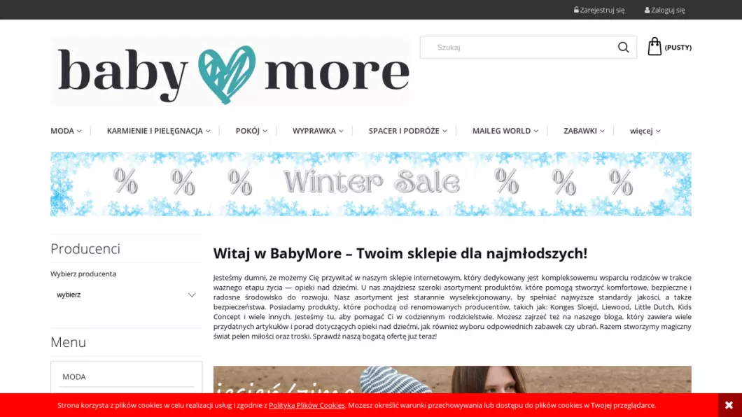 Zrzut ekranu strony Internetowy sklep dla maluchów | BabyMore