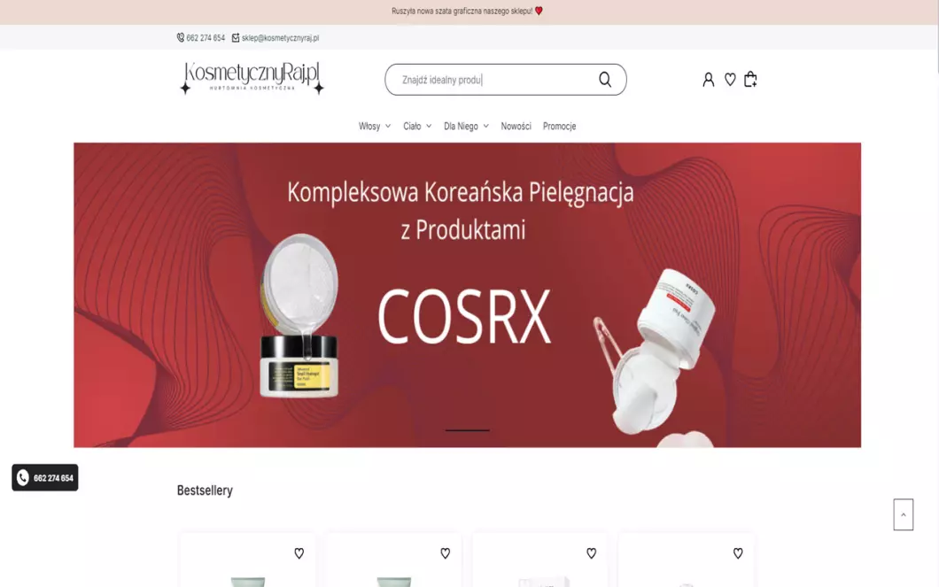 Zrzut ekranu strony KosmetycznyRaj.pl