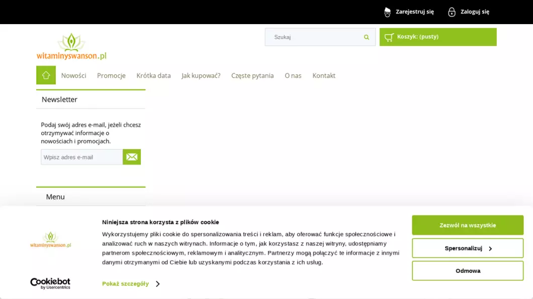 Zrzut ekranu strony Sklep WitaminySwanson.pl - Suplementy Swanson