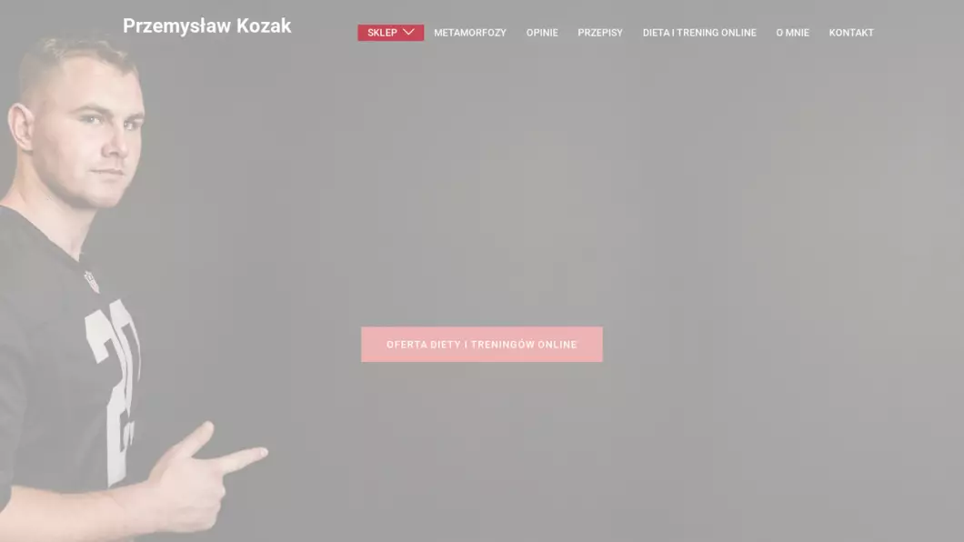 Zrzut ekranu strony Przemysław Kozak - Trener i dietetyk online