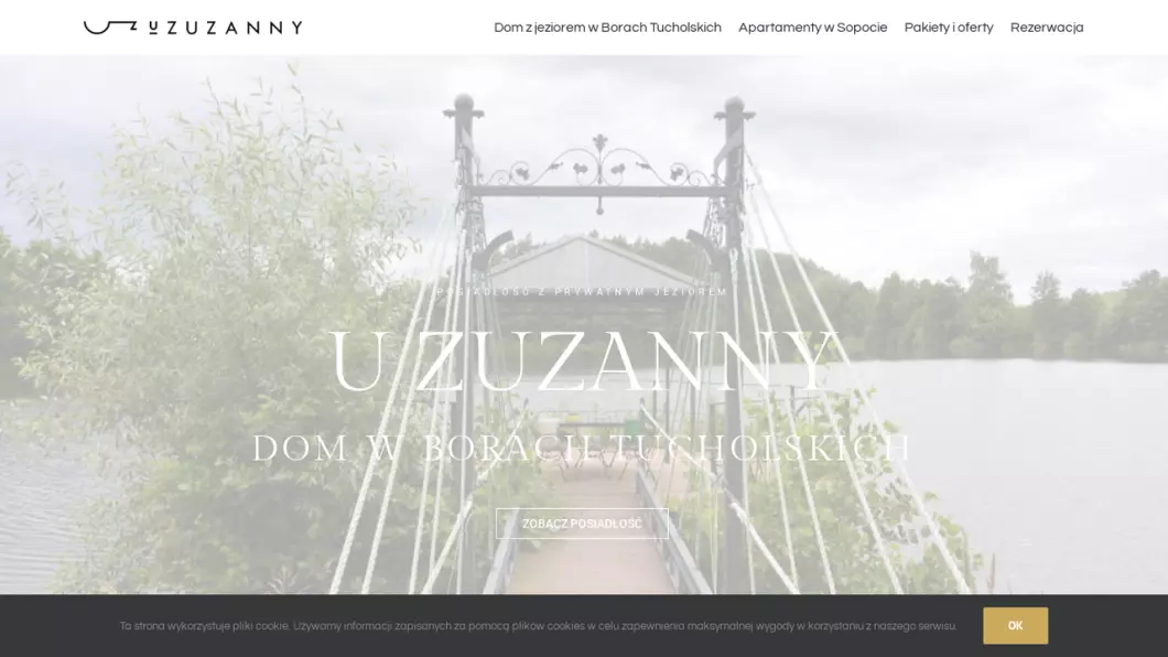 Zrzut ekranu strony U Zuzanny - dom nad jeziorem Kaszuby