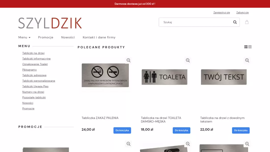 Zrzut ekranu strony Szyldzik