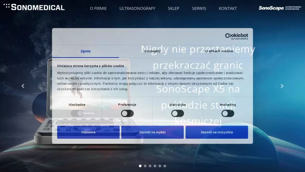 Zrzut ekranu strony SONOMEDICAL - Przenośne USG  z Dopplerem