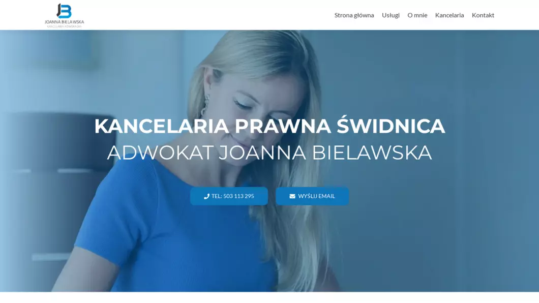 Zrzut ekranu strony Kancelaria prawna Świdnica - Adwokat Joanna Bielawska
