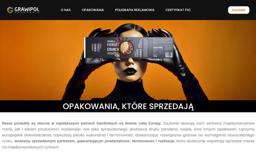 Zrzut ekranu strony Grawipol - druk reklamowy