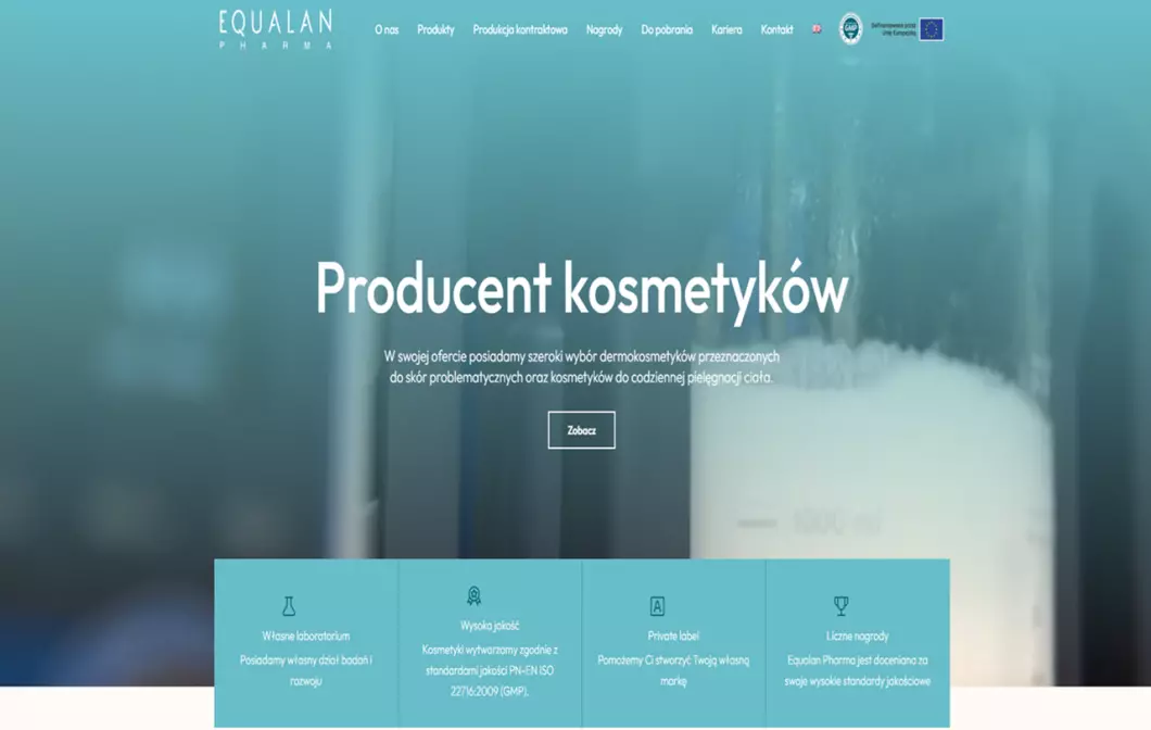 Zrzut ekranu strony Producent kosmetyków Equalan Pharma