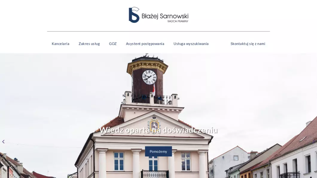 Zrzut ekranu strony Błażej Sarnowski Radca Prawny Konin