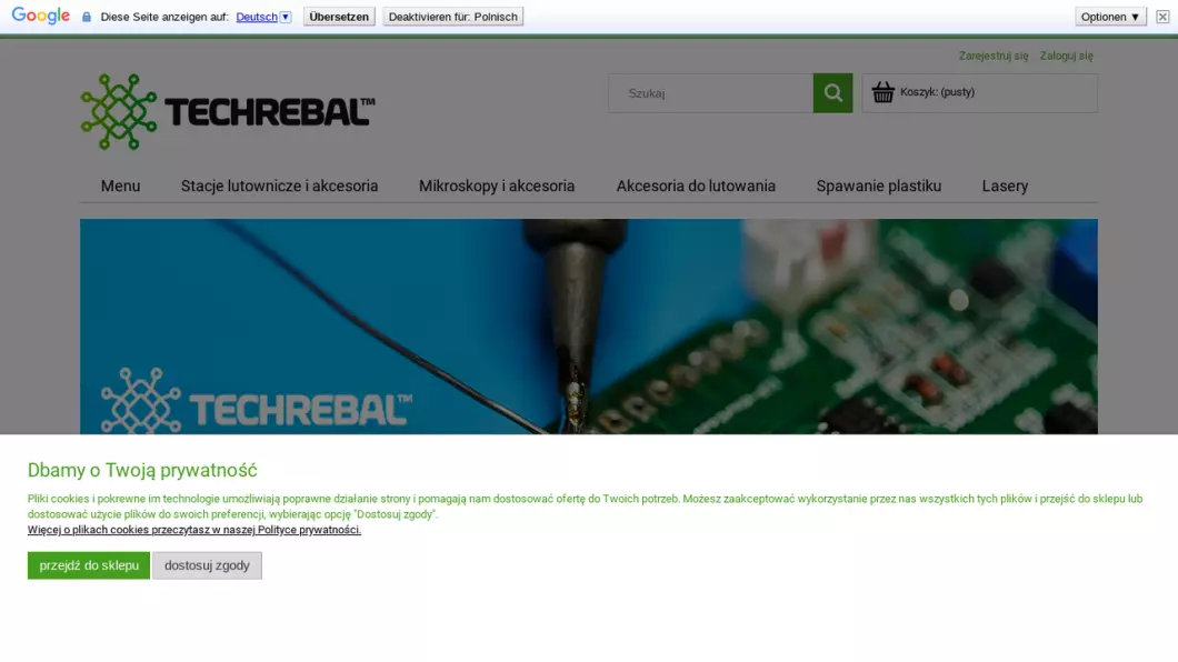 Zrzut ekranu strony Narzędzia elektroniczne | Sklep internetowy Techrebal