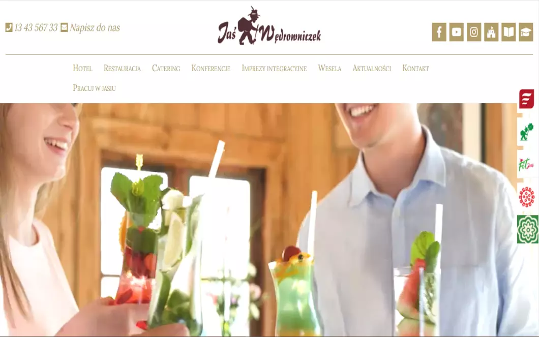 Zrzut ekranu strony Hotel Restauracja Jaś Wędrowniczek