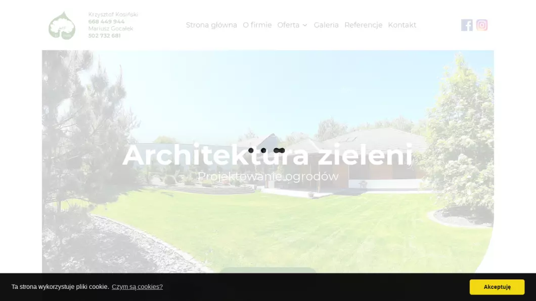Zrzut ekranu strony Projektowanie i zakładanie ogródów Łódź Art-GARDEN