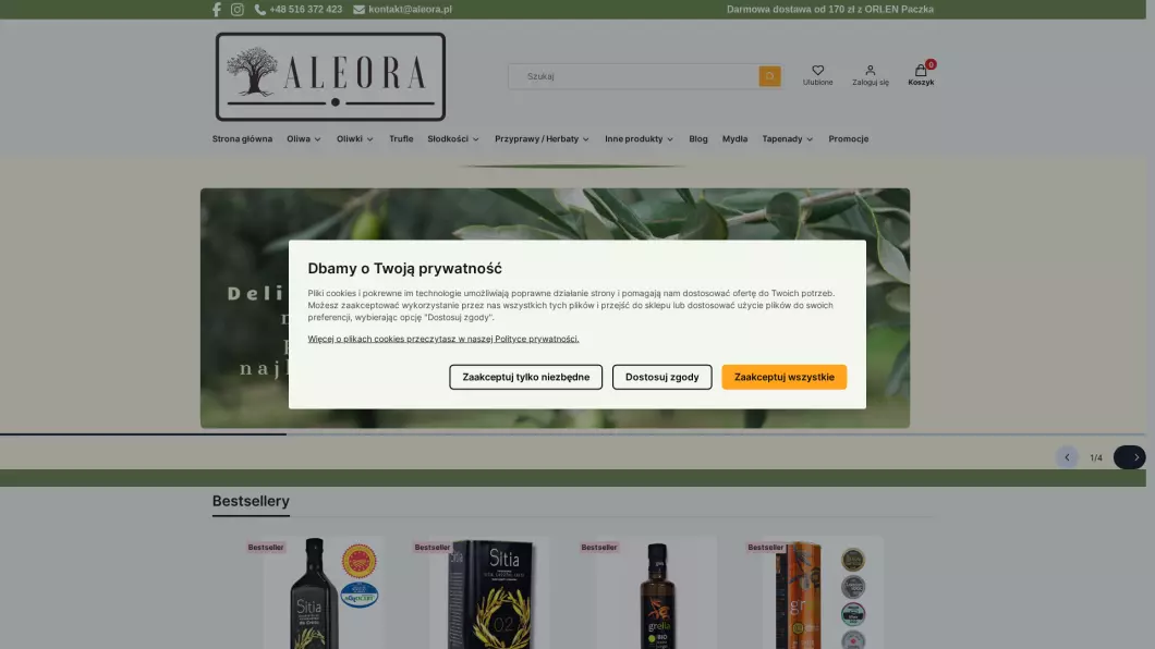 Zrzut ekranu strony ALEORA.PL